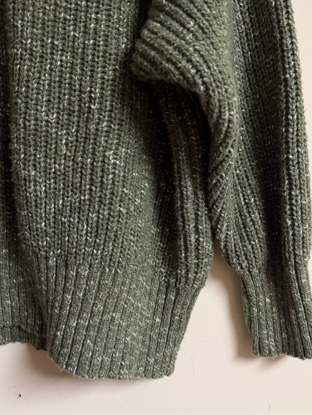 Aerie Oversized Olive Green Half-Zip Knit Sweater Large